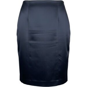 White House Black Market Black Women Pencil Skirt 0 Satin High Waist Pleated